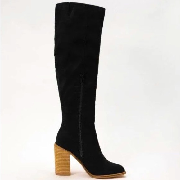 Altar’d State Black Suede Knee-High Boots - Picture 2 of 3